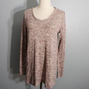 Apt 9 Salmon Heather Long Sleeve Jewel Neck Top Size Small